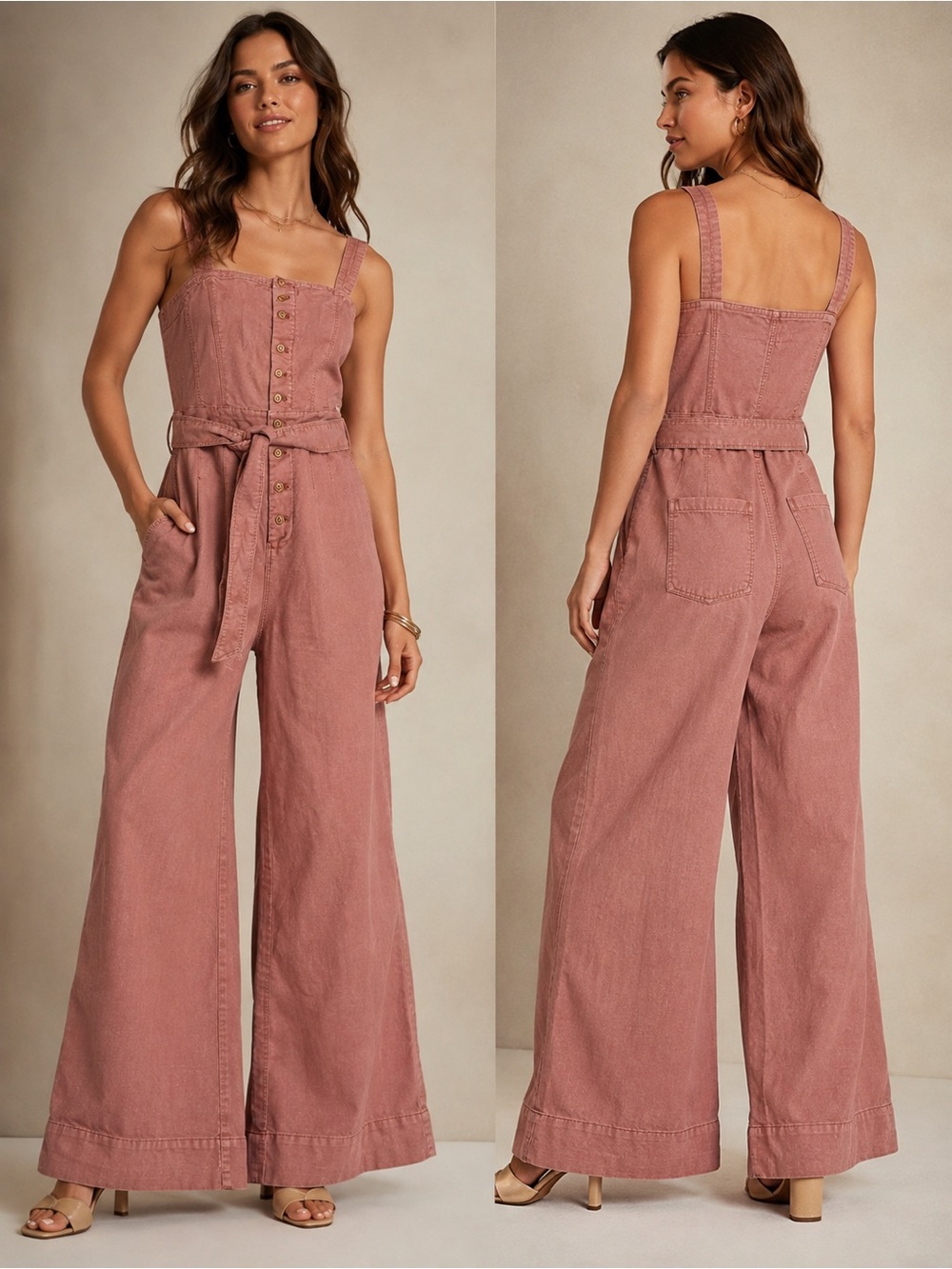 Anthropologie Pilcro Desmond Wide Leg Utility Jumpsuit SZ 2P Linen Blend NWT